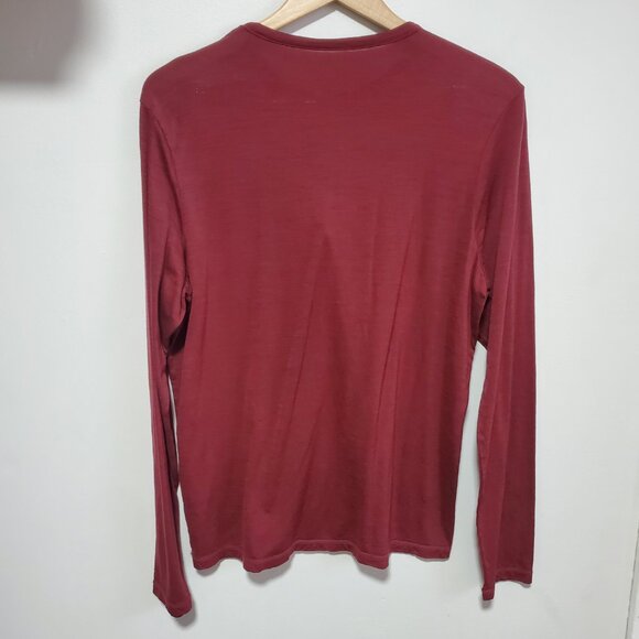 TRUE NORTH Merino Wool Blend Base Layer Top Shirt Long Sleeve Red Men's Medium - Picture 7 of 10
